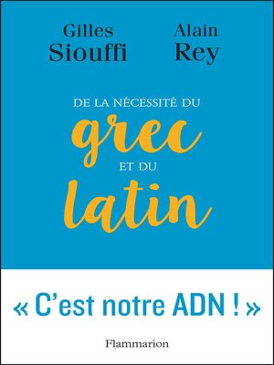 cover image of De la nécessité du grec et du latin